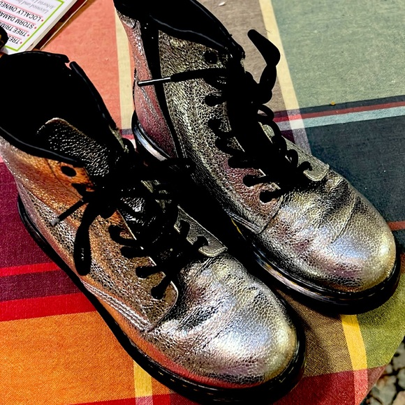 Silver Doc Martin Boots Size 3 - Picture 1 of 6
